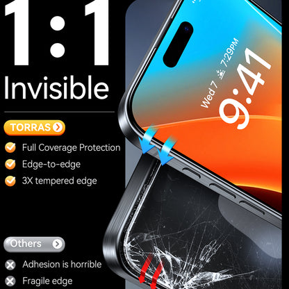 Zaščitna folija za zaslon Torras GlassGo Install Master za Apple iPhone 16, Kaljeno steklo, Polno lepilo, Črna