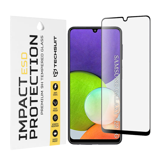 Zaščitna folija zaslona Techsuit za Samsung Galaxy A22 A225, kaljeno steklo, črna
