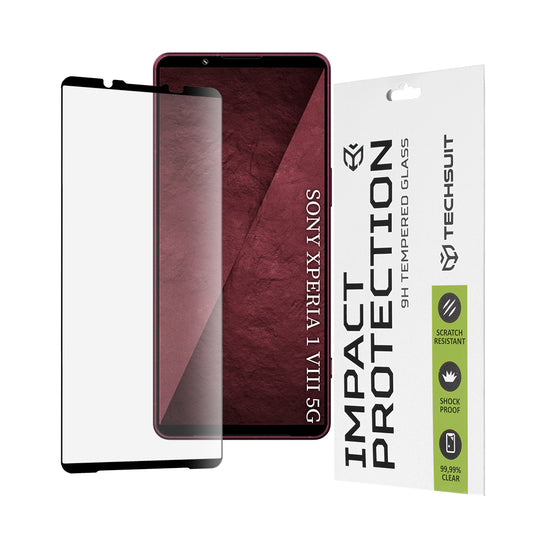Zaščitna folija za zaslon Techsuit za Sony Xperia 1 VIII, kaljeno steklo, 111D, črna