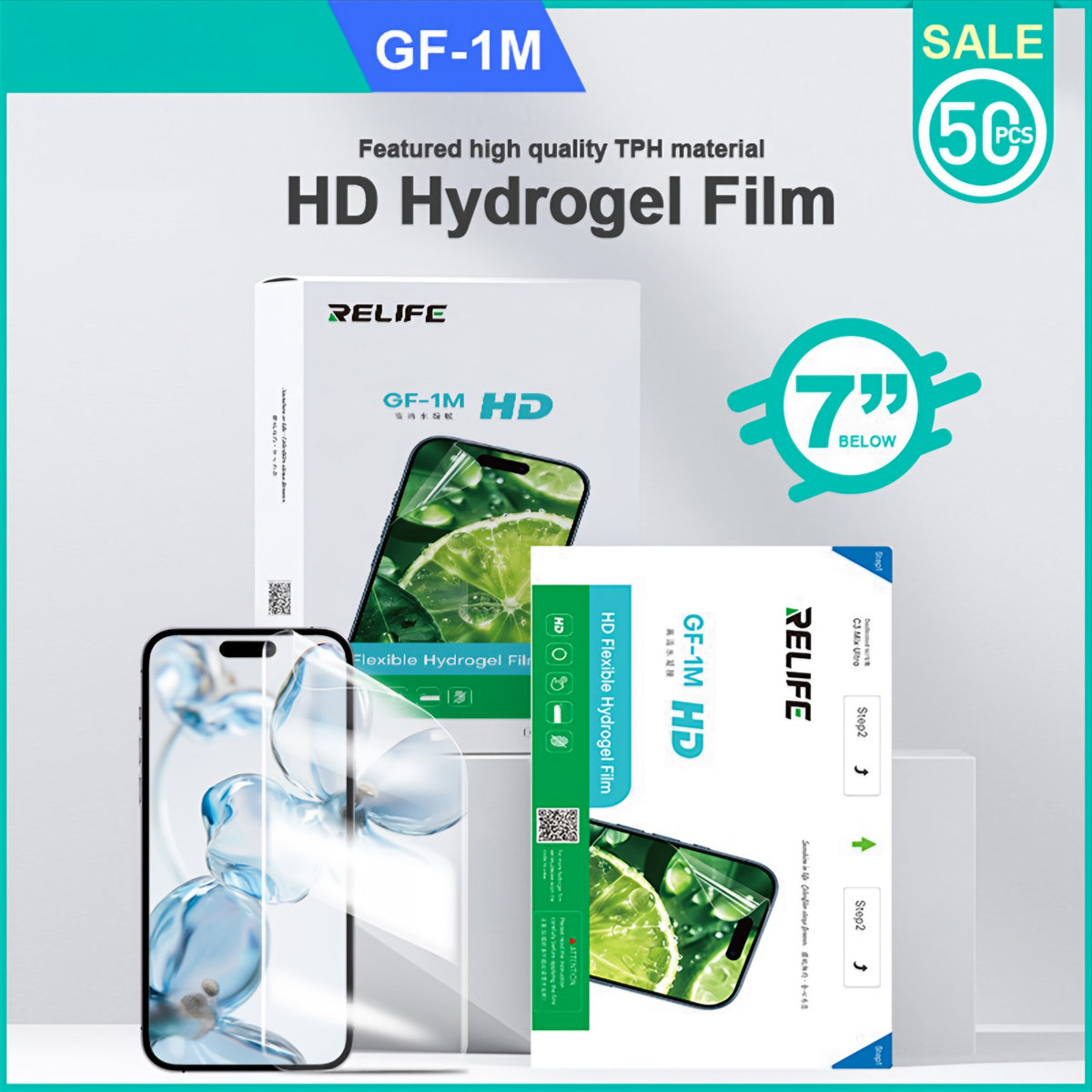 Hidrogel / TPU folija Relife GF-1M za UV vakuumski laminator Sunshine C3 Mix Ultra, 120mm x 210mm, komplet 50 kosov