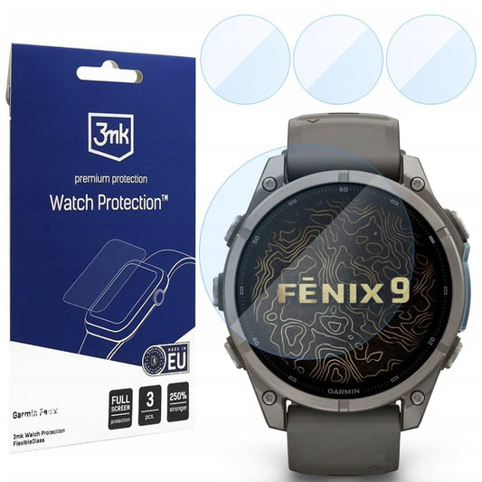 Zaščitna folija 3MK FlexibleGlass za Garmin Fenix 9 47mm, komplet 3 kosi, fleksibilno steklo