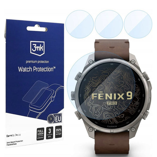 3MK FlexibleGlass zaščitna folija za Garmin Fenix 9 Pro 47 mm, fleksibilno steklo, komplet 3 kosov