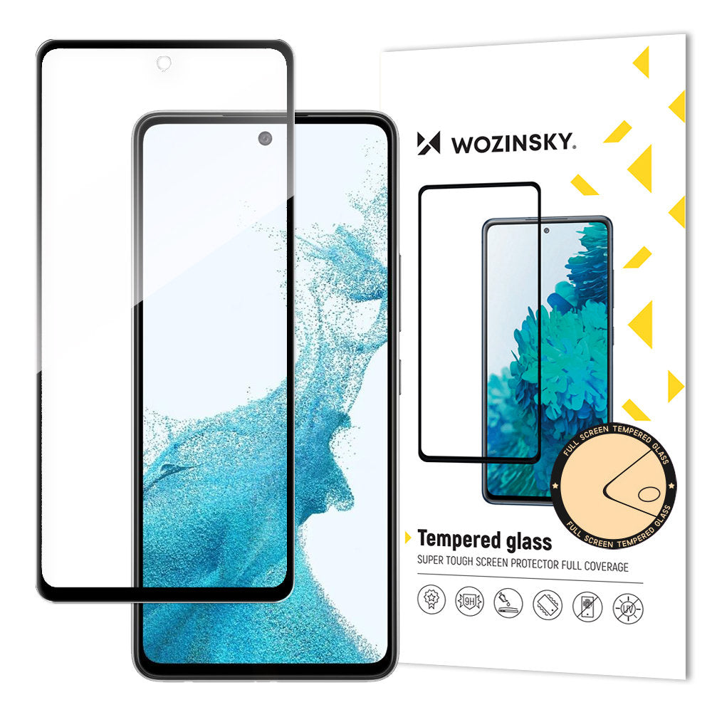 WZK Zaščita zaslona za Samsung Galaxy A53 5G A536, kaljeno steklo, polno lepilo, črna
