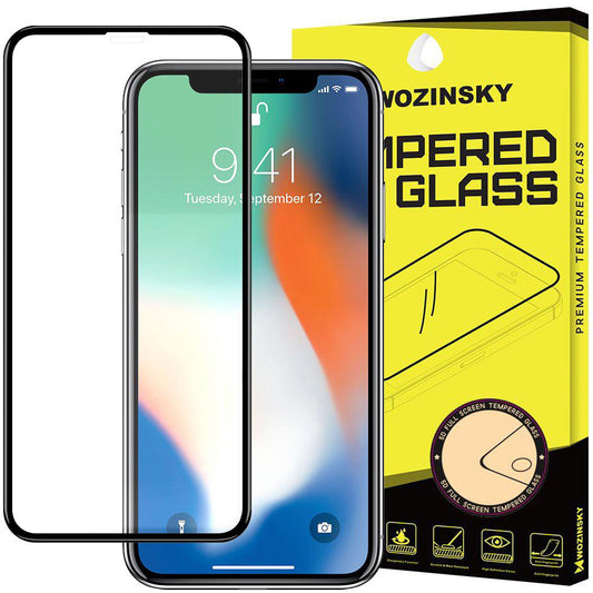Zaščitna folija zaslona WZK za Apple iPhone 11 / XR, kaljeno steklo, polno lepilo, črna