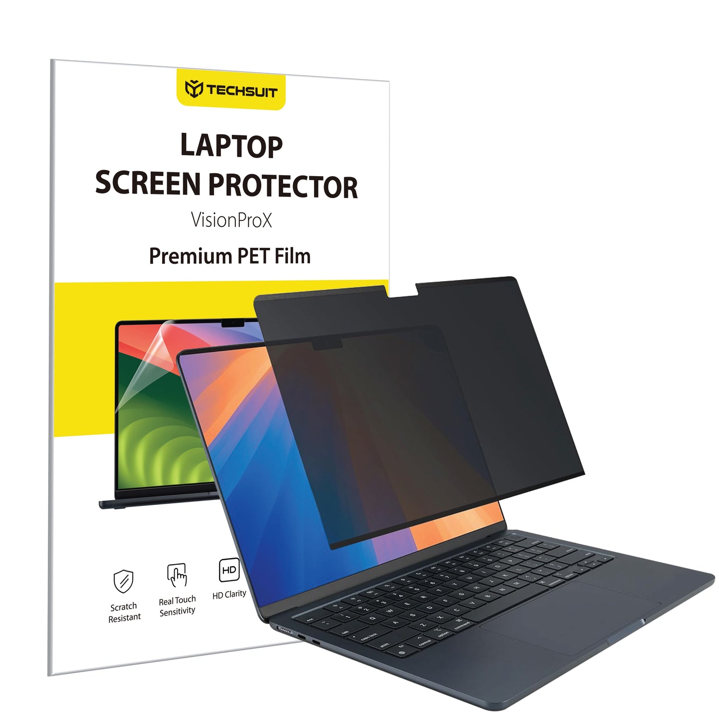 Zaščitna folija za zasebnost Techsuit VisionProX za Apple MacBook Air M3 13inch (2024), Plastika