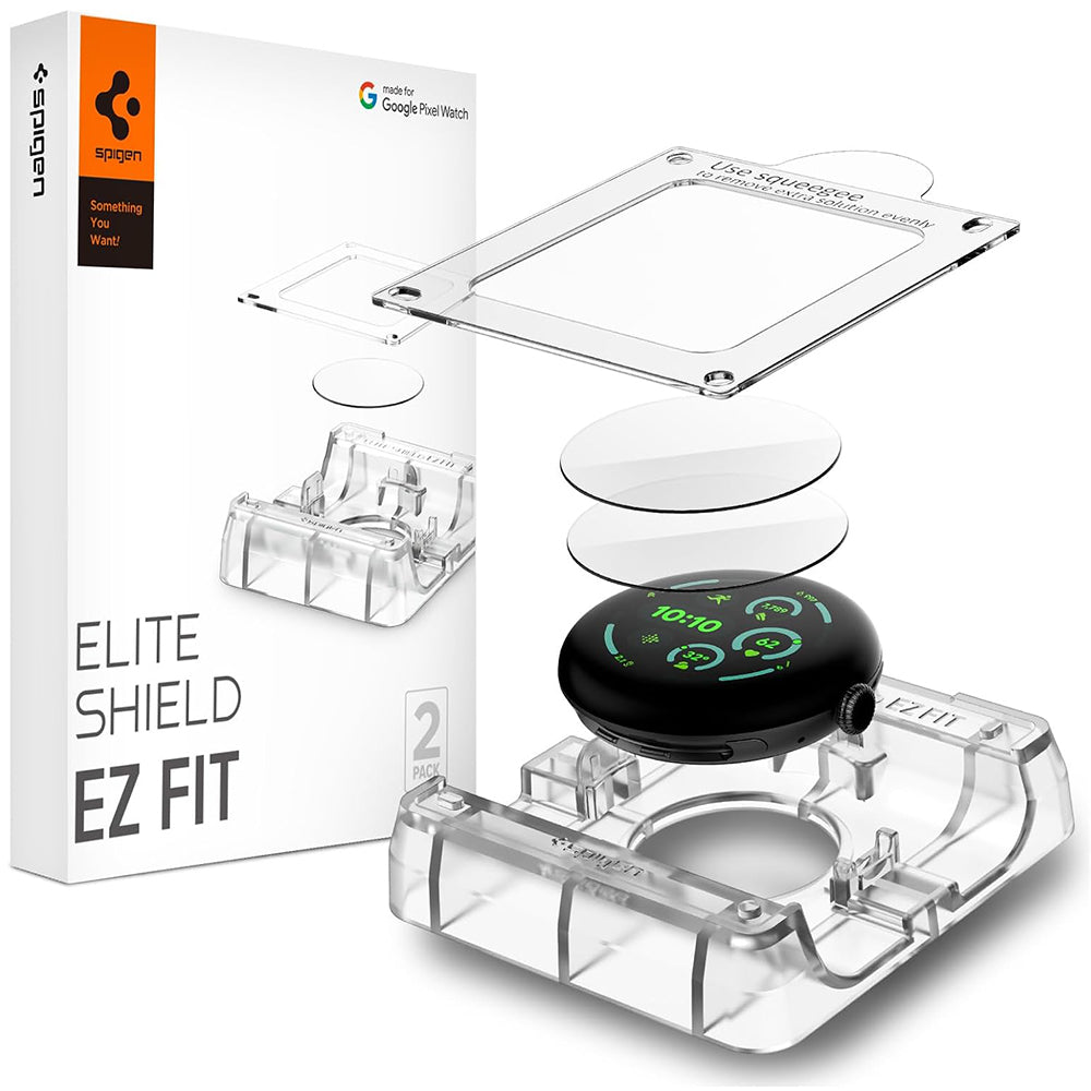 Zaščitna folija Spigen Elite Shield EZ FIT za Google Pixel Watch 41mm Series, komplet 2 kosa, kaljeno steklo, prozorna AFL08524