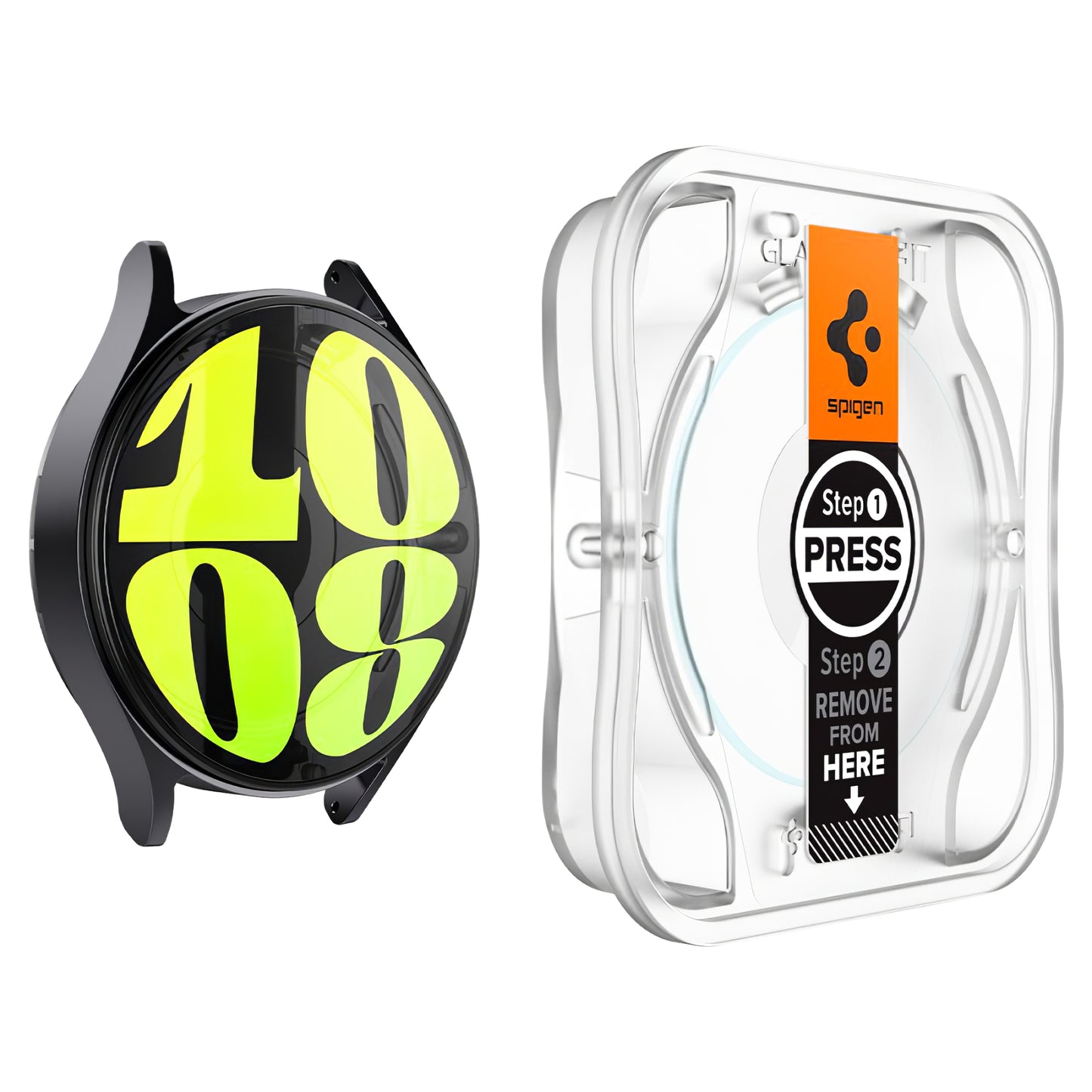Zaščitna folija Spigen GlastR EZ FIT za Samsung Galaxy Watch7 / Watch6 / Watch5 / Watch4 44mm Series, Set 2 kosa, Kaljeno steklo AGL08493