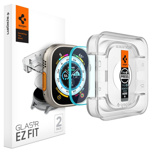 Zaščitna folija Spigen GlastR EZ FIT za Apple Watch Ultra Series, komplet 2 kosa, kaljeno steklo AGL05556