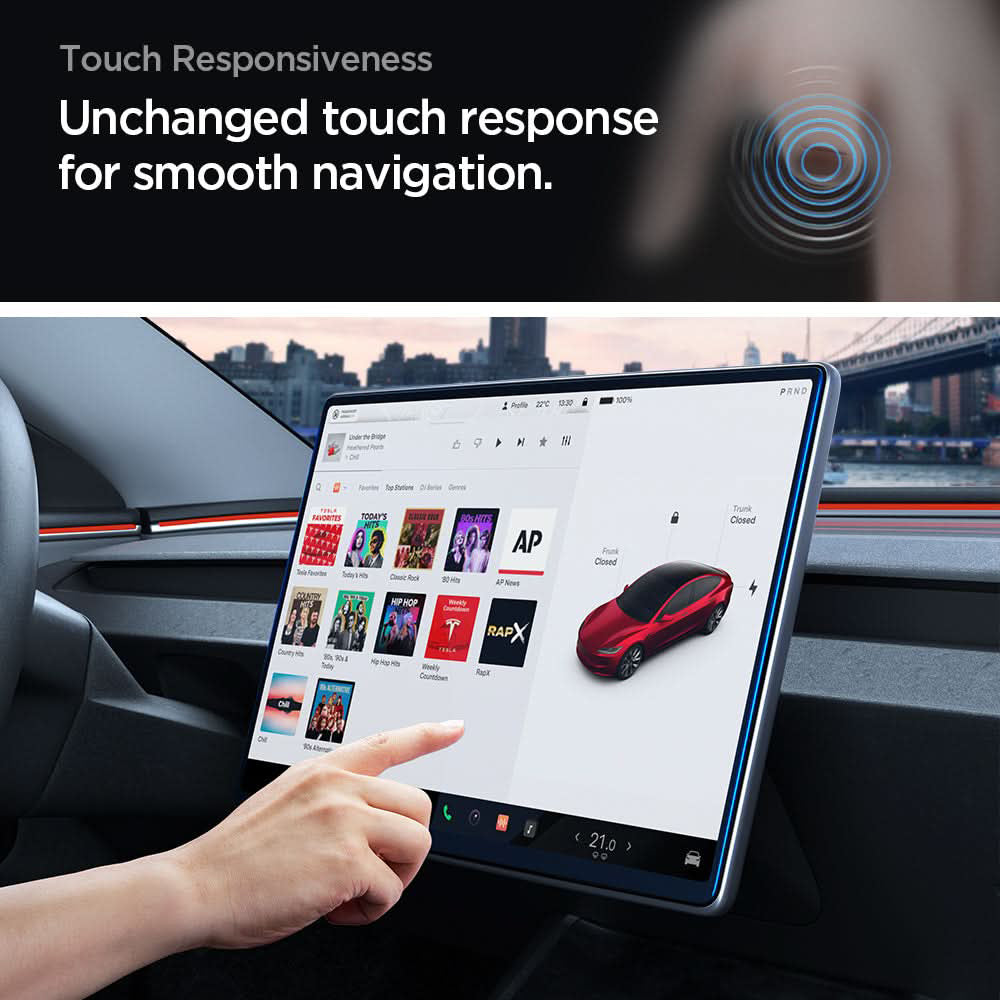Zaščitna folija Spigen GlastR EZ FIT Anti-Glare FC za navigacijski zaslon Tesla Y (2026 / 2025) / 3 (2026 / 2025 / 2024), kaljeno steklo AGL07152
