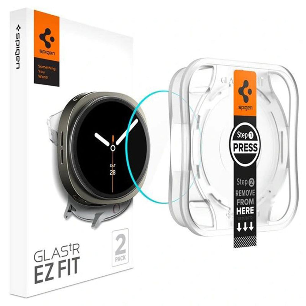 Zaščitna folija Spigen GlastR EZ FIT za Samsung Galaxy Watch8 40mm, Set 2 kosa, Kaljeno steklo AGL09876