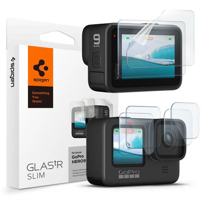 Zaščitna folija za zaslon in lečo Spigen GlastR Slim za GoPro Hero 12 / 9 / 10 / 11, Kaljeno steklo, Set 6 kosov AGL03045