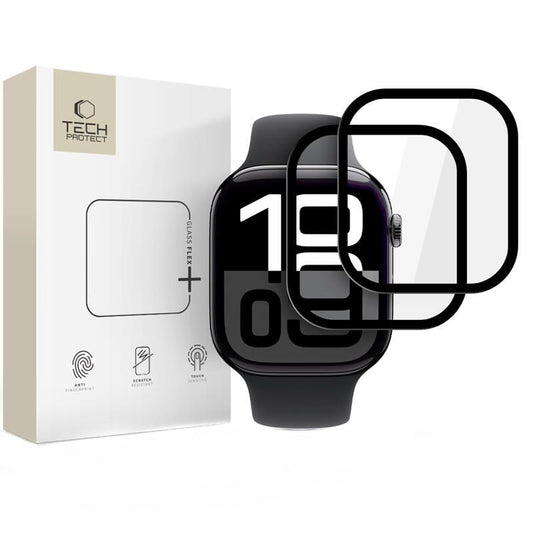 Zaščitna folija Tech-Protect Flex+ za Apple Watch 46mm Series, Set 2 kosa, Fleksibilno steklo, Črna