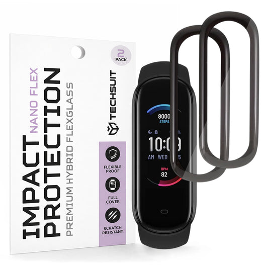 Zaščitna folija Techsuit Nano Flex za Amazfit Band 5, Set 2 kosa, Plastika, Črna