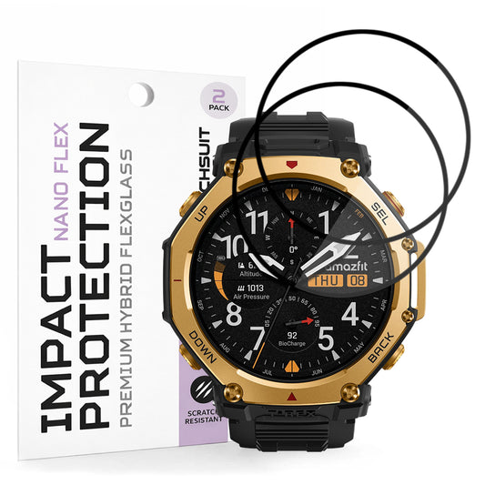 Zaščitna folija Techsuit Nano Flex za Amazfit T-Rex 3 Pro 48mm, Set 2 kosa, Plastika, Črna