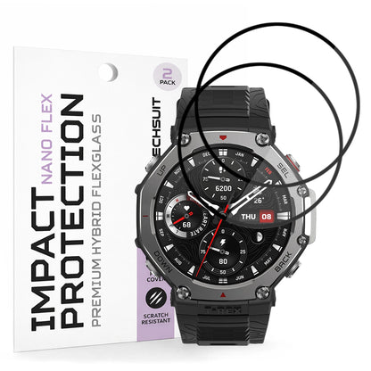 Zaščitna folija Techsuit Nano Flex za Amazfit T-Rex 3, Set 2 kosa, Plastika, Črna