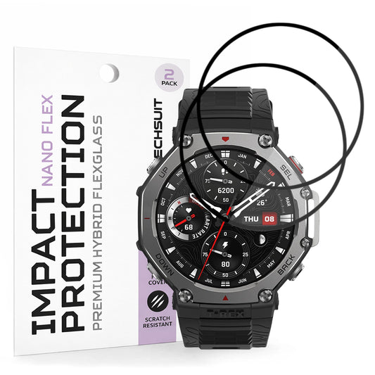 Zaščitna folija Techsuit Nano Flex za Amazfit T-Rex 3, Set 2 kosa, Plastika, Črna