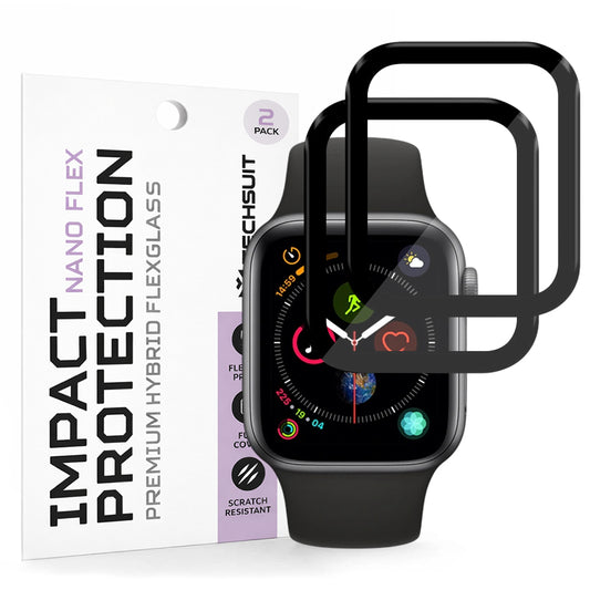 Zaščitna folija Techsuit Nano Flex za Apple Watch 40mm Series, Set 2 kosa, Plastika, Črna
