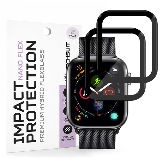 Zaščitna folija Techsuit Nano Flex za Apple Watch 44mm Series, Set 2 kosa, Plastika, Črna