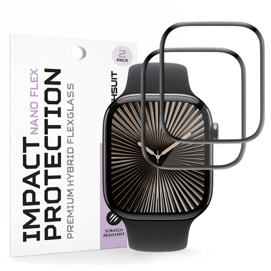 Zaščitna folija Techsuit Nano Flex za Apple Watch Series 10 / 11 42mm, Set 2 kosa, Plastika, Črna