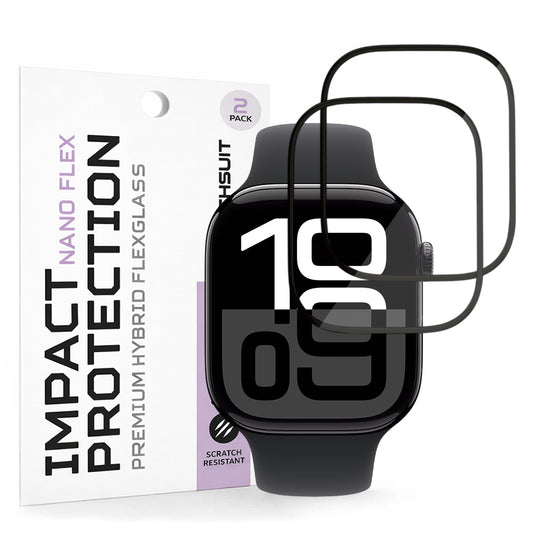 Zaščitna folija Techsuit Nano Flex za Apple Watch Series 10 / 11 46mm, Set 2 kosa, Plastika, Črna