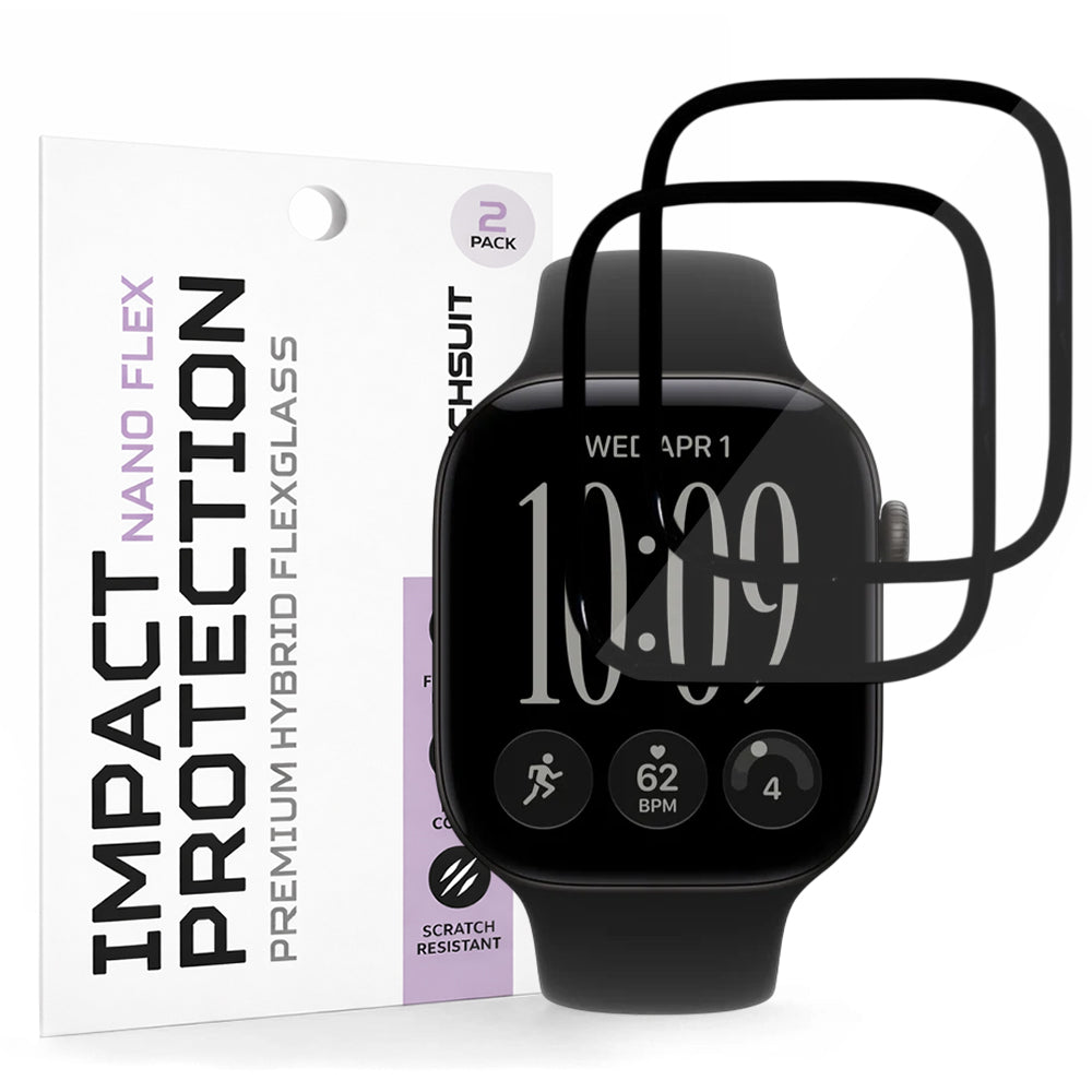 Zaščitna folija Techsuit Nano Flex za Apple Watch Series 12 46mm, komplet 2 kosa, plastika, črna