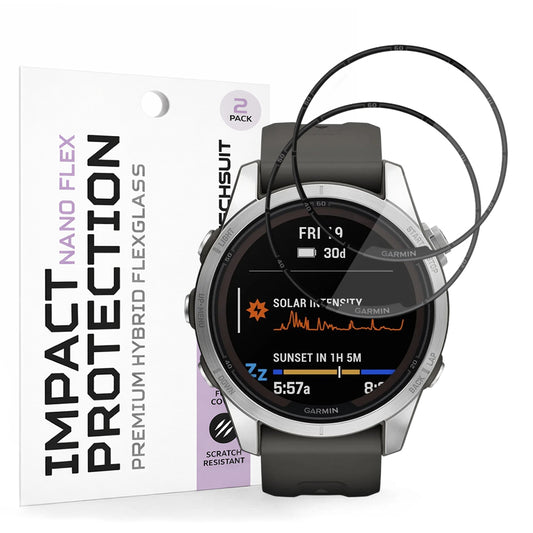 Zaščitna folija Techsuit Nano Flex za Garmin Fenix 7S Pro Solar, Set 2 kosa, Plastika, Črna