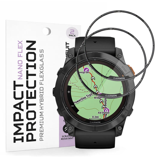 Zaščitna folija Techsuit Nano Flex za Garmin Fenix 7X Pro Solar, Set 2 kosa, Plastika, Črna