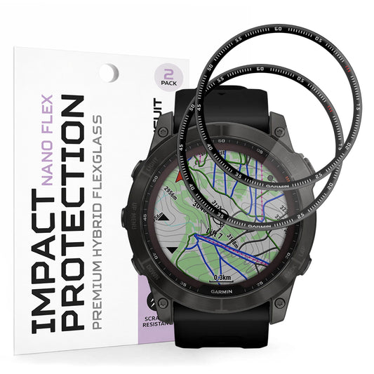Zaščitna folija Techsuit Nano Flex za Garmin Fenix 7X, Set 2 kosa, Plastika, Črna