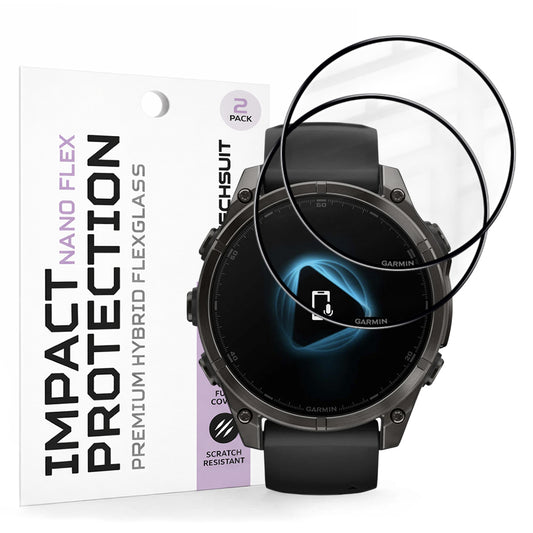 Zaščitna folija Techsuit Nano Flex za Garmin Fenix 8 Pro 47mm / 8 47mm, Set 2 kosa, Plastika, Črna