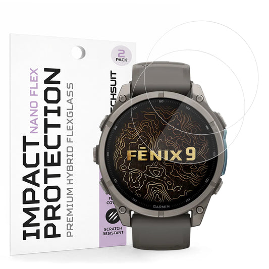 Zaščitna folija Techsuit Nano Flex za Garmin Fenix 9 Pro 47mm / Fenix 9 47mm, komplet 2 kosa, plastika, črna
