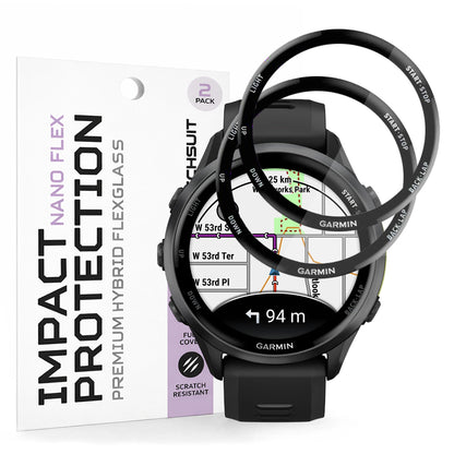 Zaščitna folija Techsuit Nano Flex za Garmin Forerunner 570 47mm / 970, Set 2 kosa, Plastika, Črna