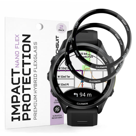 Zaščitna folija Techsuit Nano Flex za Garmin Forerunner 570 47mm / 970, Set 2 kosa, Plastika, Črna