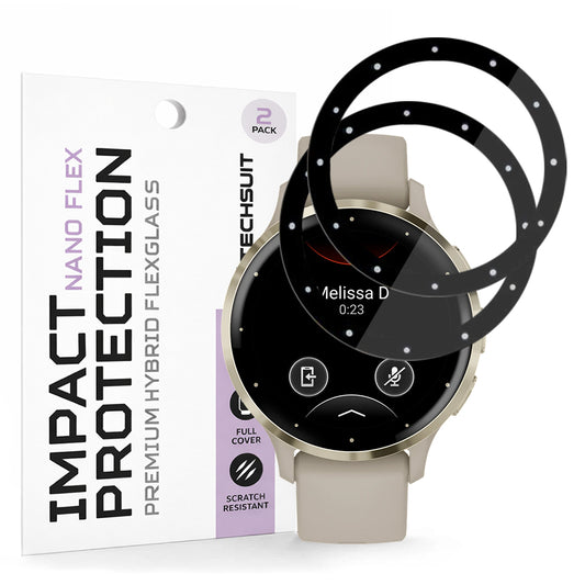 Zaščitna folija Techsuit Nano Flex za Garmin Venu 3S, Set 2 kosa, Plastika, Črna