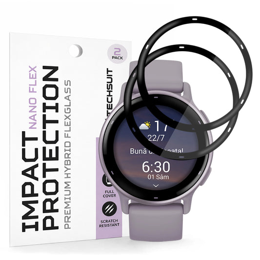 Zaščitna folija Techsuit Nano Flex za Garmin Vivoactive 5, Set 2 kosa, Plastika, Črna