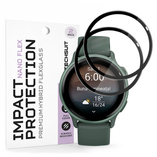 Zaščitna folija Techsuit Nano Flex za Garmin vivoactive 6, Set 2 kosa, Plastika, Črna