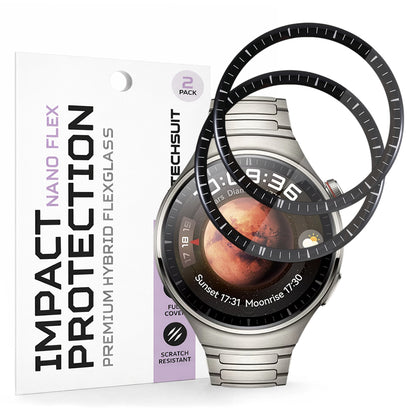 Zaščitna folija Techsuit Nano Flex za Huawei Watch 4 Pro, Set 2 kosa, Plastika, Črna