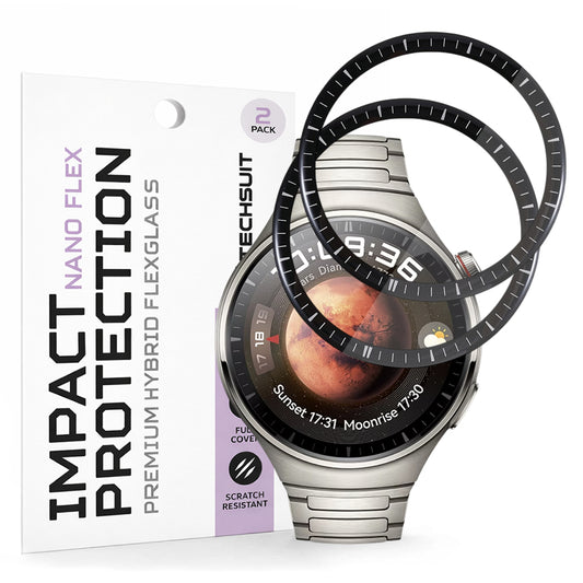 Zaščitna folija Techsuit Nano Flex za Huawei Watch 4 Pro, Set 2 kosa, Plastika, Črna