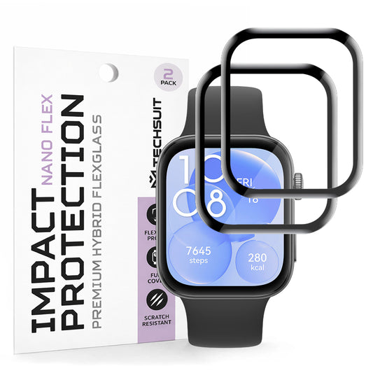 Zaščitna folija Techsuit Nano Flex za Huawei Watch Fit 3, Set 2 kosa, Plastika, Črna