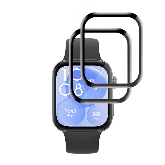 Zaščitna folija Techsuit Nano Flex za Huawei Watch Fit 3, Set 2 kosa, Plastika, Črna