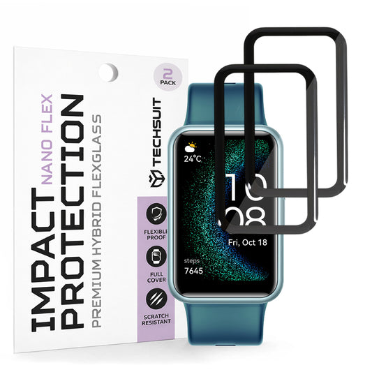 Zaščitna folija Techsuit Nano Flex za Huawei Watch FIT SE, Set 2 kosa, Plastika, Črna