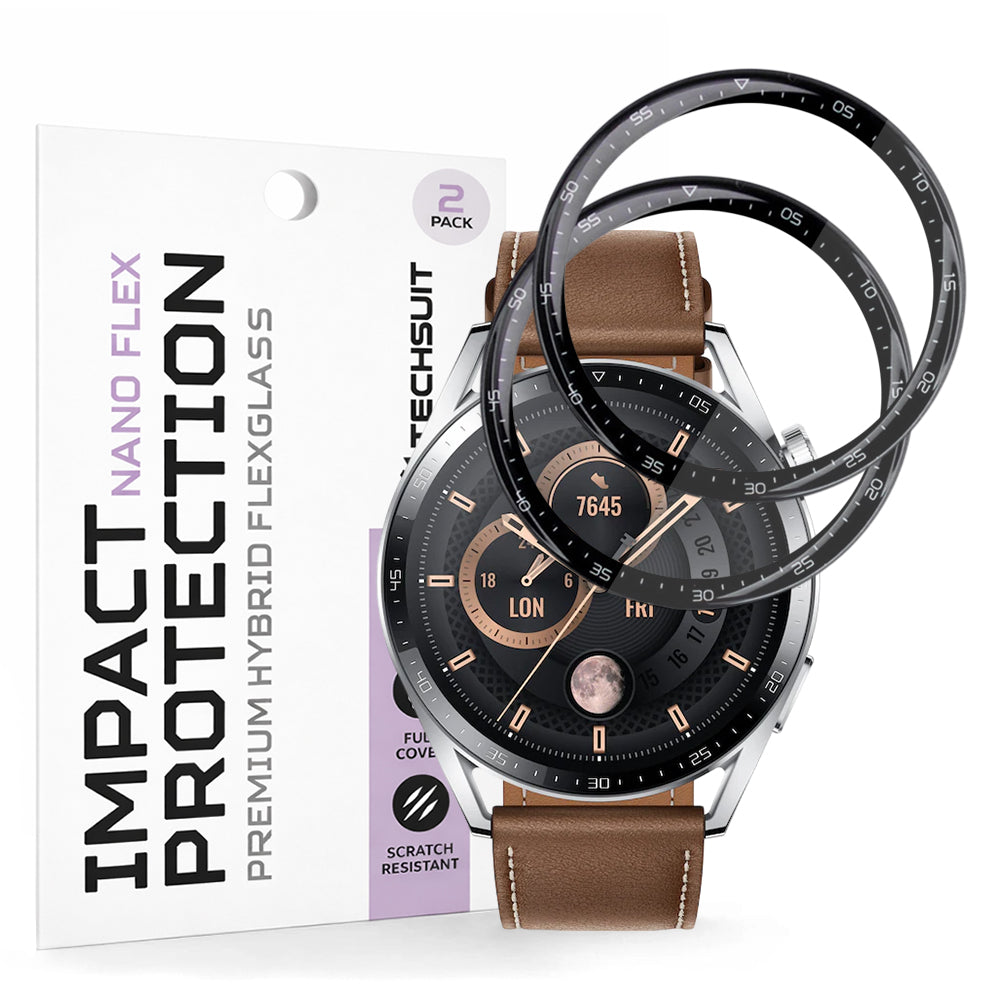 Zaščitna folija Techsuit Nano Flex za Huawei Watch GT 3 46mm, Set 2 kosa, Plastika, Črna