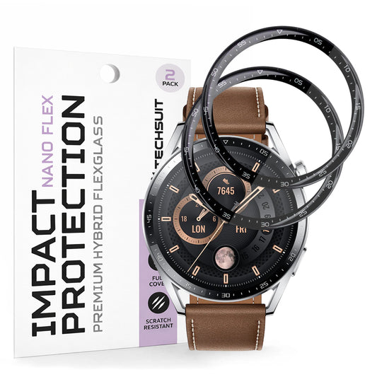 Zaščitna folija Techsuit Nano Flex za Huawei Watch GT 3 46mm, Set 2 kosa, Plastika, Črna