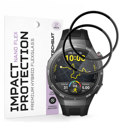 Zaščitna folija Techsuit Nano Flex za Huawei Watch GT 5 Pro 46mm, Set 2 kosa, Plastika, Črna