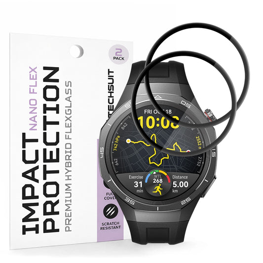 Zaščitna folija Techsuit Nano Flex za Huawei Watch GT 5 Pro 46mm, Set 2 kosa, Plastika, Črna