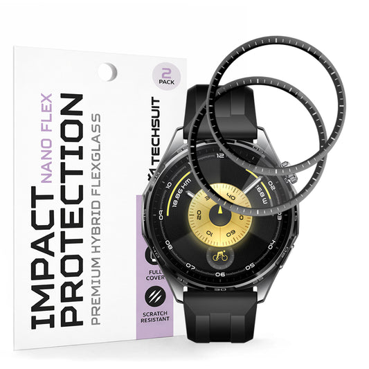 Zaščitna folija Techsuit Nano Flex za Huawei Watch GT 6 46mm, Set 2 kosa, Plastika, Črna