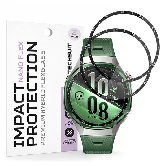 Zaščitna folija Techsuit Nano Flex za Huawei Watch GT 7 Pro, plastika, komplet 2 kosov, črna