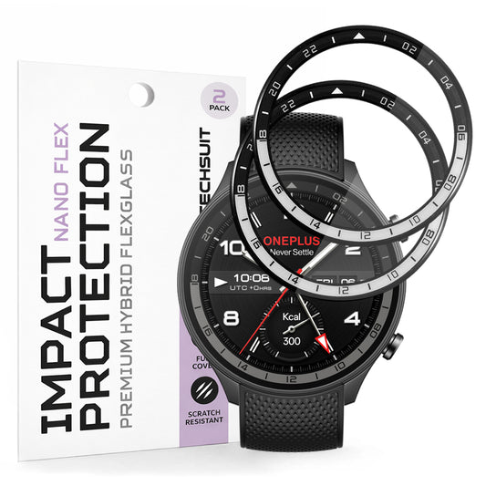 Zaščitna folija Techsuit Nano Flex za OnePlus Watch 2R, Set 2 kosa, Plastika, Črna