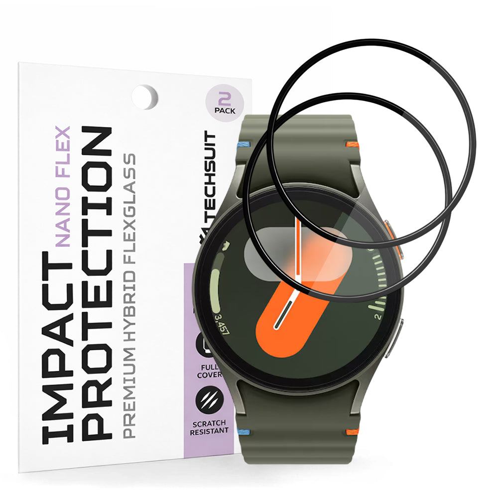 Zaščitna folija Techsuit Nano Flex za Samsung Galaxy Watch7 40mm, Set 2 kosa, Plastika, Črna