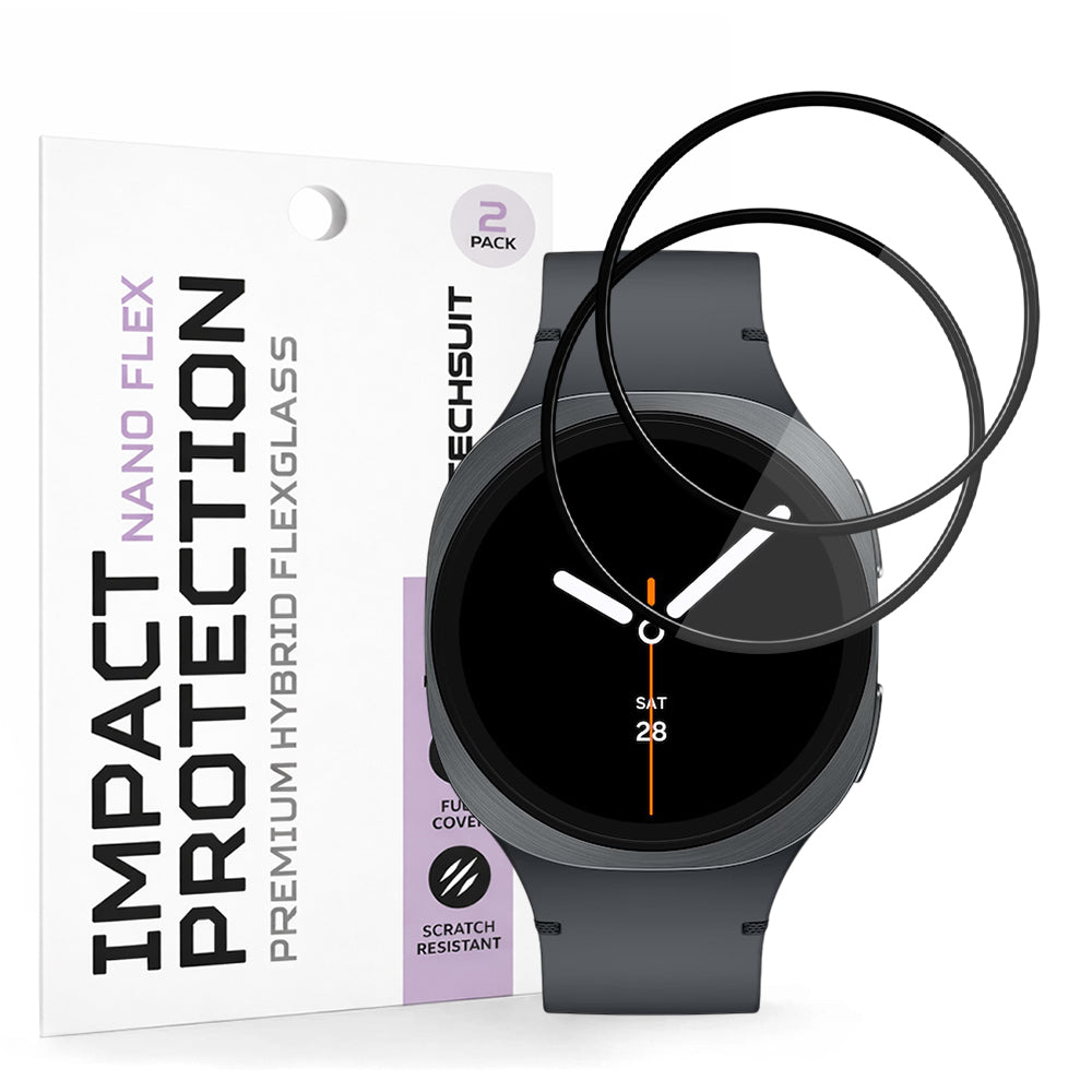 Zaščitna folija Techsuit Nano Flex za Samsung Galaxy Watch8 40mm, Set 2 kosa, Plastika, Črna