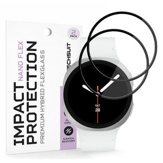 Zaščitna folija Techsuit Nano Flex za Samsung Galaxy Watch8 44mm, Set 2 kosa, Plastika, Črna